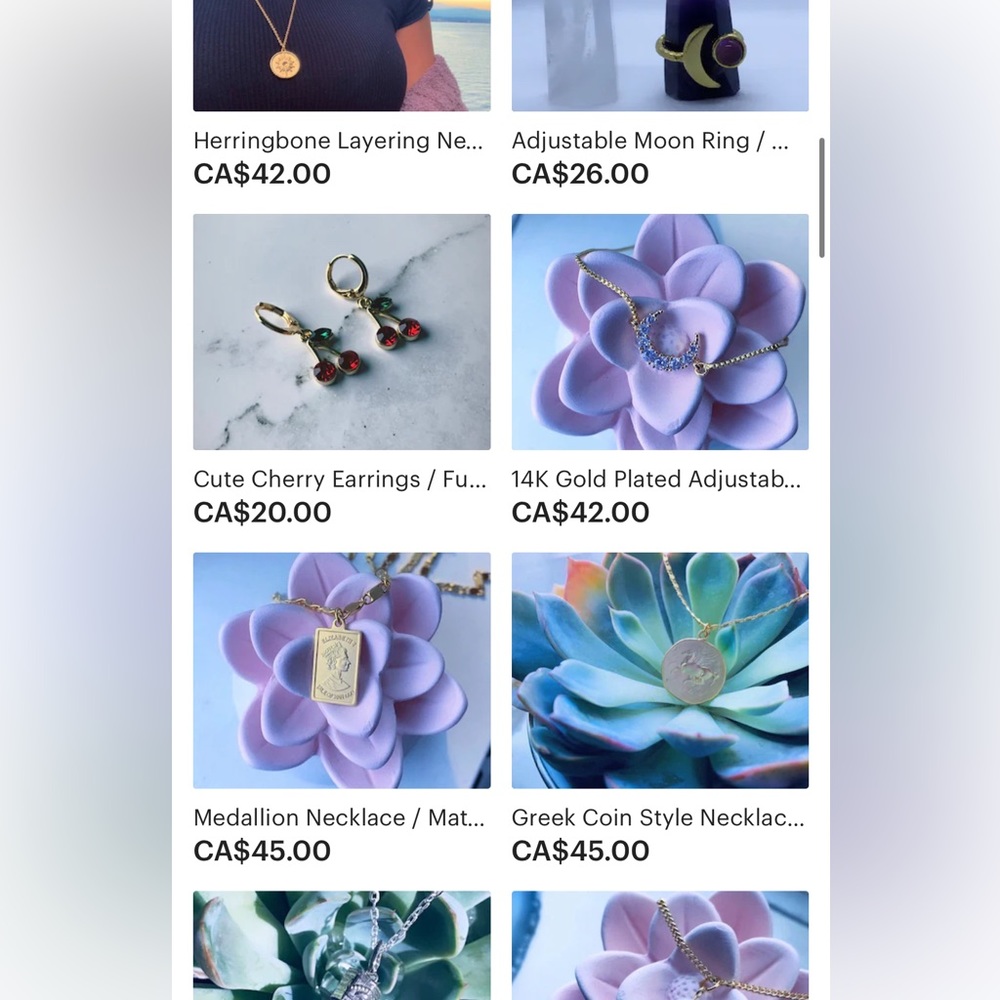 Jewellery available on Etsy